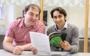 PhD researcher Arsalan Marghoub (left) with supervisor Dr Mehran Moazen (UCL Mechanical Engineering)