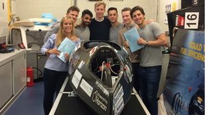 The UCL Racing Shell Eco-marathon team and their prototype.