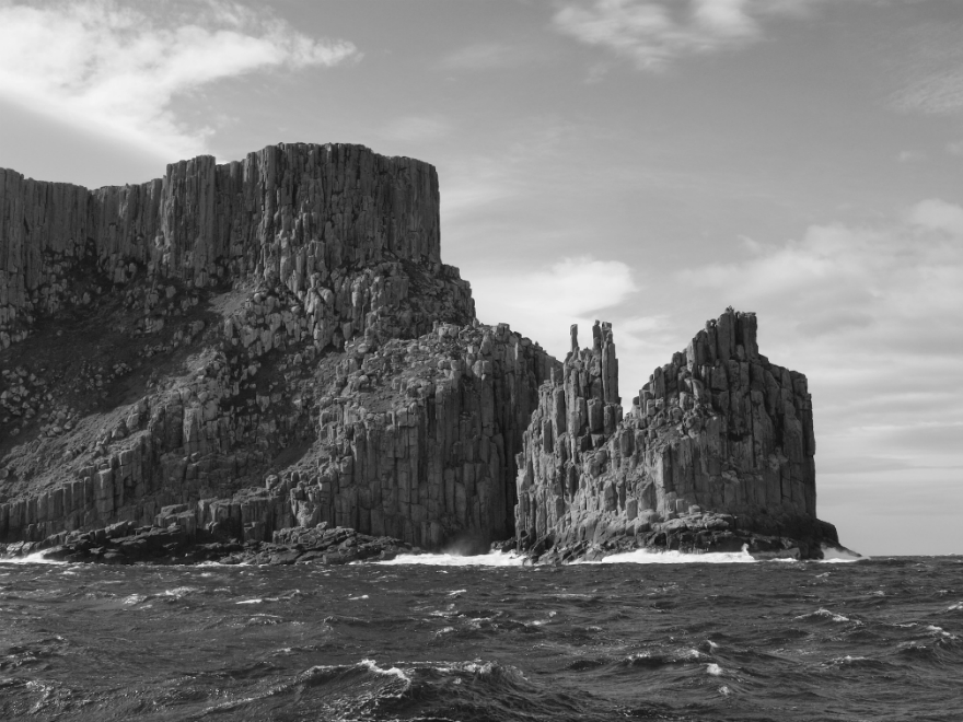 Black and white photo of Tasman Island