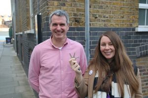 Professor Tim Baker and Departmental Manager Claire Bamford with the keys to the new hub.
